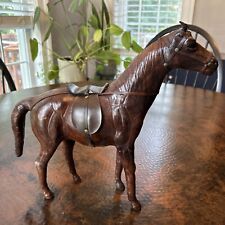 Antique Vintage figure Leather Wrapped Horse Figurine Statue Equestrian 16