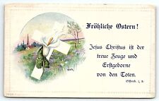 1921 GERMAN HAPPY EASTER KANSAS & CALDWELL RAILWAY R.P.O. POSTED  POSTCARD P3639 picture