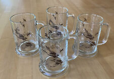Vintage 1982 Avon 16 oz. Glass Beer Mugs with Canadian Geese Design - Set of 4 picture