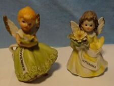 ** PAIR - TWO (2) DIFF - VINTAGE - Birthday Girl ANGELS - for NOVEMBER picture