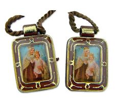 Our Lady of Mt. Carmel Blessed Virgin Mary Devotional Cord Scapular Necklace picture