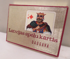 Antique Latvian Playing cards 2 Deck Gold Foil Case Daugava Folklore Rare picture