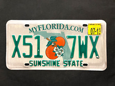 2013 Florida License Plate X51-7WX ...... SUNSHINE STATE, 2 ORANGES & GREEN MAP picture
