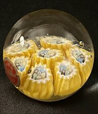 Vintage Original Murano Art glass Paperweight Brilliant Yellows 2”x 2” picture