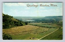 Houston MN-Minnesota, Scenic Greetings, Farm Land, Antique Vintage Postcard picture