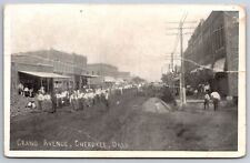 Cherokee Oklahoma~Citizens Marching Band in Parade On Grand Avenue~B&W PC 1918 picture