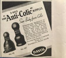 Vintage Print Ad 1937 Davol 3-Hole Anti-Colic Rubber Nipples Providence RI picture