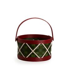 Longaberger 2022 Drum Basket Set with  Protector Bold Green with Bold Red Trim picture