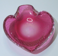 Vintage Murano Bullicante Art Glass Pink Cranberry Controlled Bubbles 5.5