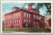 Danbury Connecticut~High School Corner View~Flag~JE Cuff PM 1924 Postcard picture