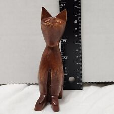 Vintage MCM Hand Carved Wood Cat Approximately 5 inches picture