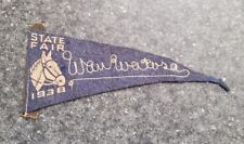 Vintage 1938 Wisconsin State Fair Felt Mini Felt Pennant w/Wauwatosa Embroidered picture