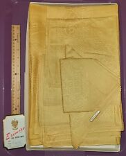 Vintage Irish Linen Complete Set in Gold 1 Tablecloth 12 Napkins In Original Box picture