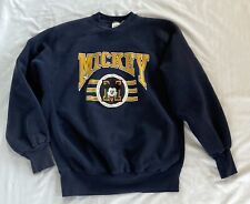 Vintage Disney Store Mickey Mouse Varsity Sweatshirt Large Embroidered Blue USA picture
