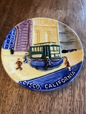 Vintage 1960s San Francisco California Souvenir Plate Ceramic Pink Trolley Car picture