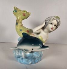 Old World mermaid with dolphin figurine 5