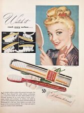 1947 Dr West's Miracle Tuft Toothbrush Beauty Lady Home Decor Vintage Print Ad picture