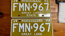 1970 Michigan Match Pair License Plates Licence Tags NOS RARE picture