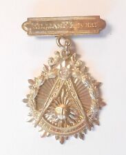 14K Yellow Gold 3.75mm Diamond 1956 Masonic Presentation Pin Medal Lodge 250  picture