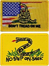 Don't Tread on me Gadsden USA Flag No Step Snek Patch |2PC HOOK BACK  3