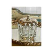 Vintage Godinger Cut Crystal Glass Trinket Vanity Box with Silver Plated Lid picture