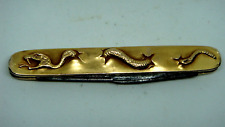 ANTIQUE GERMAN L & K PEN KNIFE WITH GOLD REPOUSSE RATTLESNAKE HANDLE - VERY RARE picture