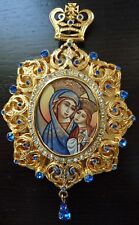 Orthodox Bishop/Archbishop Engolpion Cross Priest Goldplated Virgin Mary Icon picture