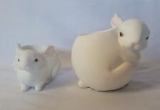 PartyLite Nature's Love WhiteRabbit Mama Bunny & Baby  VotiveCandle Holder picture