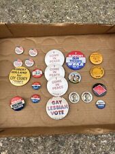 Lot Of 23 Political Campaign Button Pins Various Sizes And Parties Antique picture
