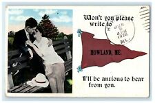 1922 Won't You Please Write To Pennant Howland Maine ME Couple Postcard picture
