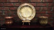 2 Vintage Brass Bowls + Brass Plate picture