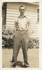 Vintage FOUND PHOTO bw A GUY FROM BEFORE Original Portrait MAN 18 14 M picture