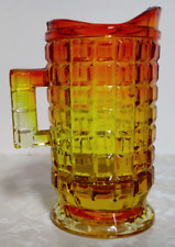 Vtg Amberina Glass Creamer Pitcher Waffle Cut Design 4 Inches Tall picture