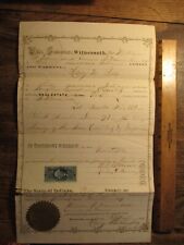 Antique Vintage 1869 Indiana Land Deed Document w/ Stamp & Seal picture