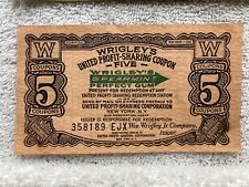 1940s 1950s 1960s Wrigley's Spearmint Gum Profit Sharing 5 Coupon Vtg picture