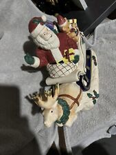 Fitz and Floyd Vtg Omnibus Santa Sleigh Reindeer Cookie Jar 1993 Excellent Cond picture