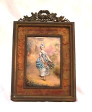MAGNIFICENT 19C FRENCH HAND PAINTED ENAMEL ON METAL WITH BRONZE FRAME PAINTING picture