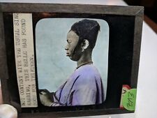 COLORED Glass Magic Lantern Slide EVZ AFRICAN TRIBE 13 EARRINGS WOMAN PIERCING picture