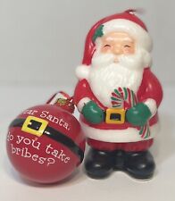 Vintage AVON Santa Candle And “Do You Take Bribes” Funny Ornament Combo 2 Pieces picture