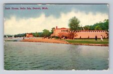 Detroit MI- Michigan, Bath House, Belle Isle, Antique, Vintage 1910 Postcard picture