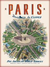 Paris France French Arc de Triomphe Vintage Airline Travel Advertisement Print picture