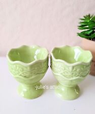 Vintage Scalloped Egg Cups Lime Lot 2 picture