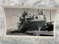 US Army Transportation Republic Ship Boat Docked in Harbor Huge Massive 1950's? picture