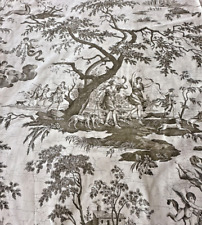 La Chasse Fabric Diane Huntress French Toile Brown on Ivory 70