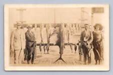Antique Tourist Fishing Catch Photo RPPC Sailfish Postcard ~ Florida? ~1910s picture