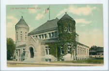 Atchison KS Post Office Ivy Covered US Flag Kansas c1910 postcard FQ1 picture