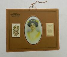 1914 Williams Drug Co Wall Calendar with Plastic VICTORIAN LADY PORTAIT, RARE EX picture