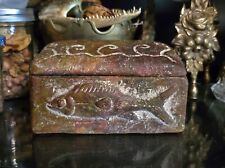 Unusual Handmade Clay Fish Trinket Box picture