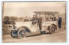 1912 Nanticoke PA Stickney Co. Fire Company Truck Dirt Street Men Uniform RPPC picture