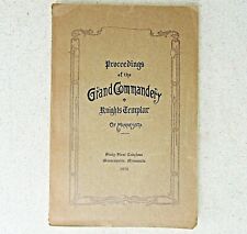 Vintage 1926 Mason Knights Templar Proceedings Grand Commandery Minnesota  picture
